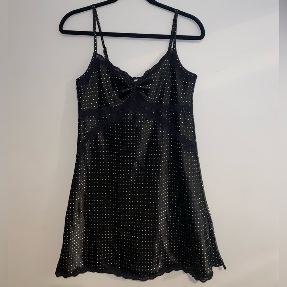 Elegant Morgan Taylor Black Polka Dot Slip Dress/Lingerie Size Small
